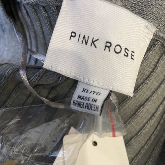 Pink Rose Grey Ribbed Knit Button Accent Sweater Midi Dress Fall Winter XL - Picture 5 of 7